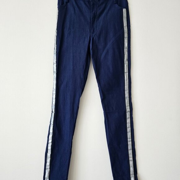 NWOT Navy Blue Silver Stripe Stretchable Jeggings - Picture 2 of 8